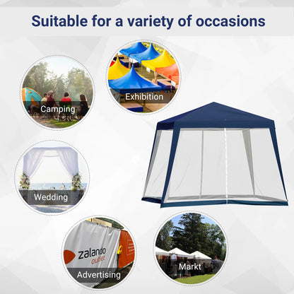 10x10ft Party Tent Canopy with Netting, Outdoor Gazebo, Blue Canopy Tents at Gallery Canada