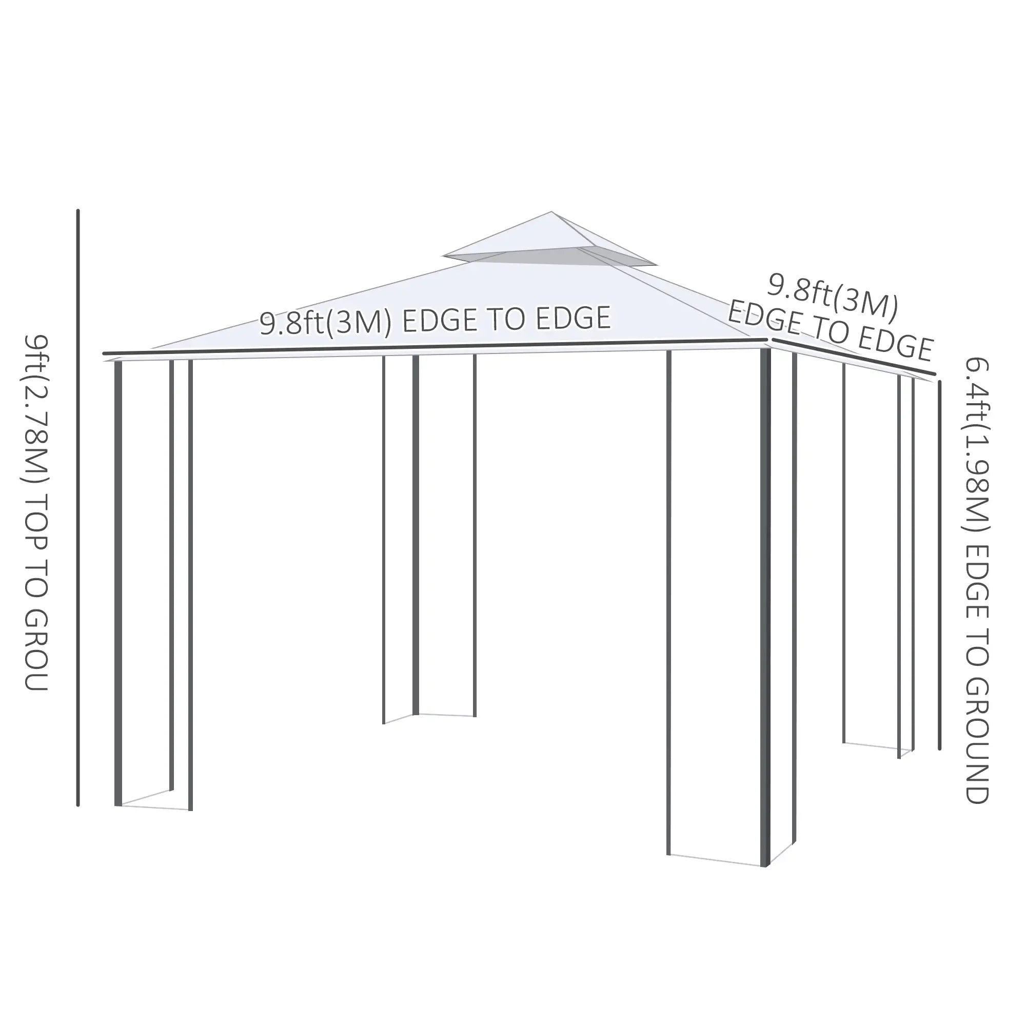 10' x 10' Steel Outdoor Gazebo, Removable Mesh Curtains, Beige Gazebos at Gallery Canada