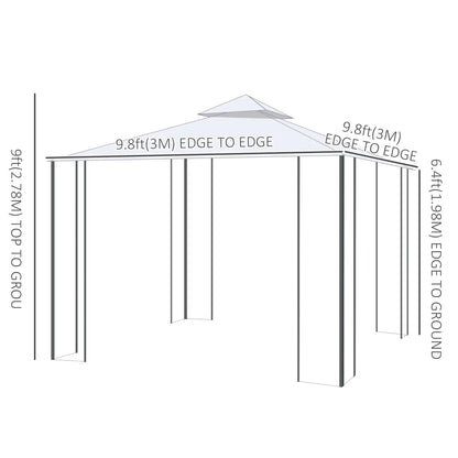 10' x 10' Steel Outdoor Gazebo, Removable Mesh Curtains, Beige Gazebos at Gallery Canada