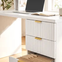 Computer Desk with Reversible Drawers, 47" White, White