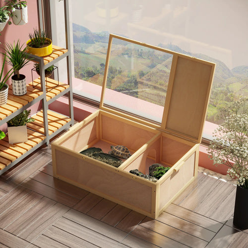Wooden Tortoise Enclosure, Two Room Design, Indoor Use, 37