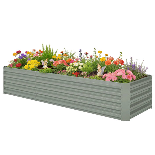 8 x 2.6 x 1.5ft Galvanized Raised Garden Bed, Outdoor Planter Box, Light Grey Galvanized Planter Boxes Light Grey at Gallery Canada