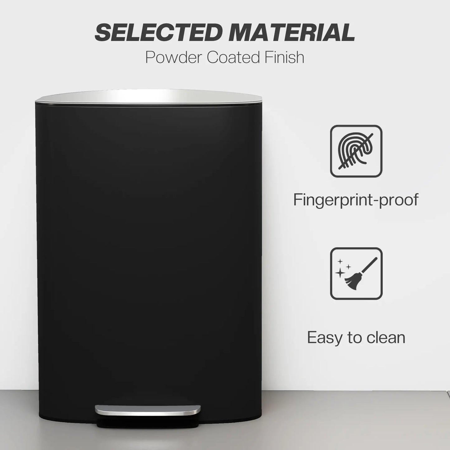 13.2 Gal Fingerprint-Proof Trash Can, Black