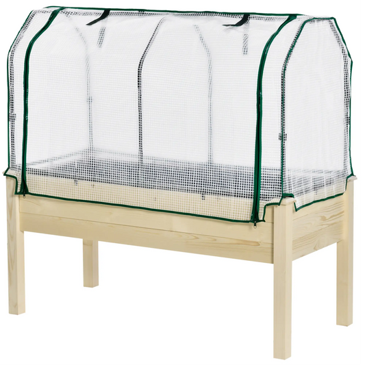 Raised Garden Bed With PE Cover, Elevated Wood Planter, 48 x 22 x 46 Inch, Natural Elevated Garden Beds Natural at Gallery Canada
