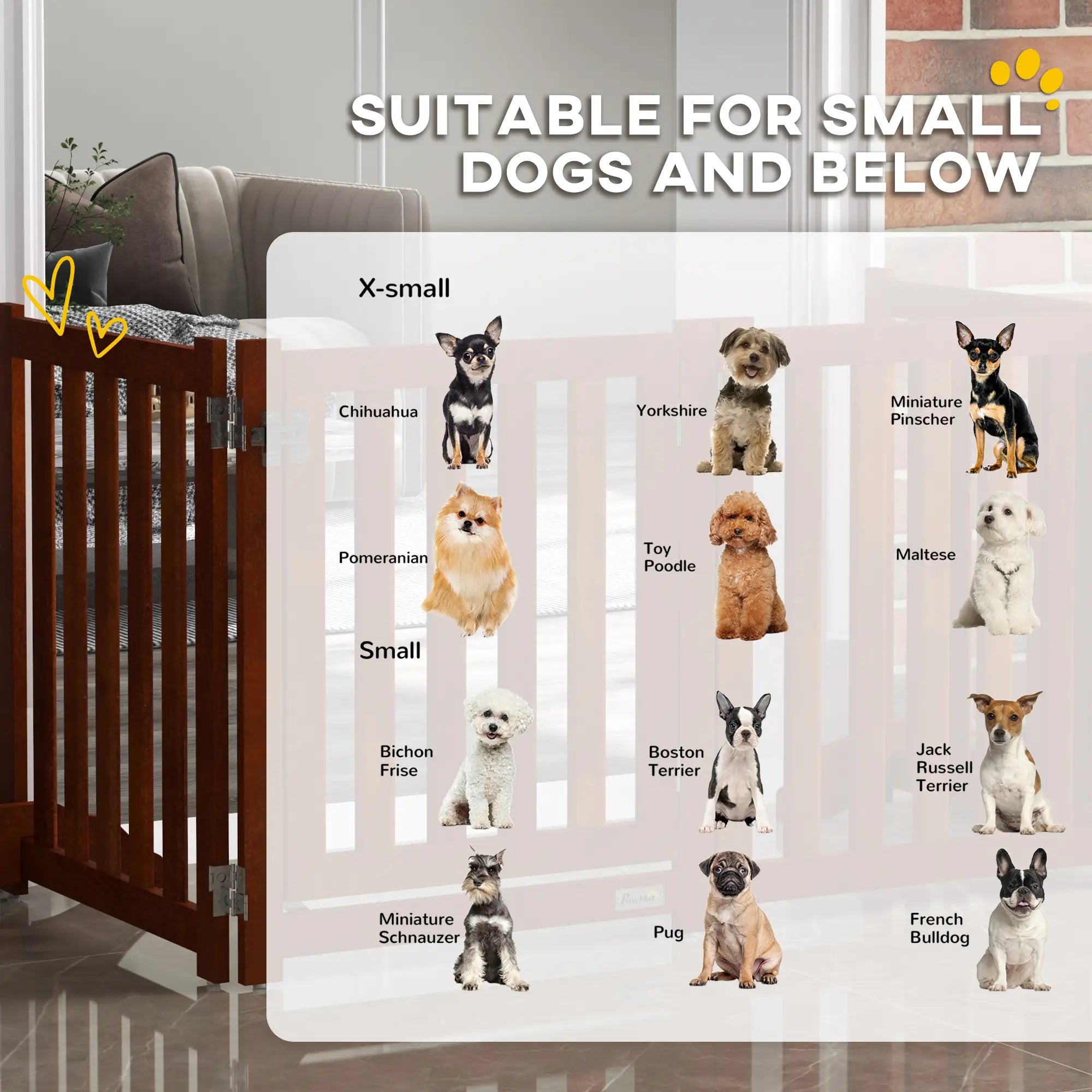 Foldable Dog Gate With Door, 4 Panels Freestanding, Brown Houses, Kennels & Pens at Gallery Canada