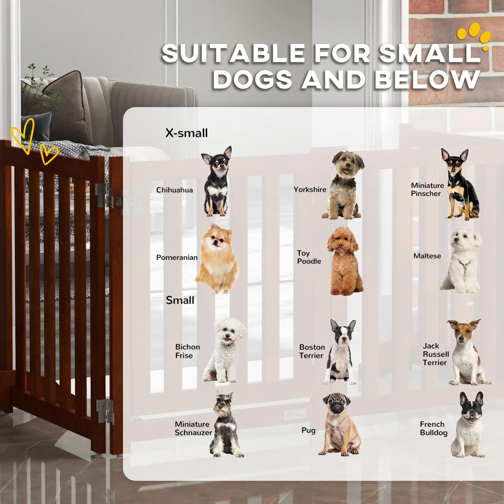Foldable Dog Gate With Door, 4 Panels Freestanding, Brown Houses, Kennels & Pens at Gallery Canada
