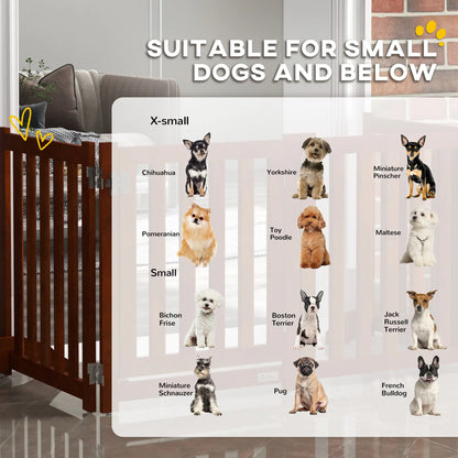 Foldable Dog Gate With Door, 4 Panels Freestanding, Brown Houses, Kennels & Pens at Gallery Canada