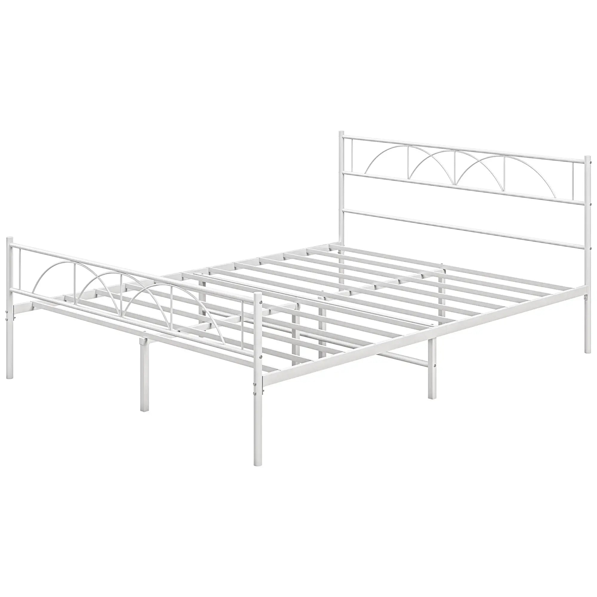 Metal Queen Platform Bed Frame with Headboard, Steel Slat Support, Underbed Storage, No Box Spring Needed, Easy Assembly Bed Frames White at Gallery Canada