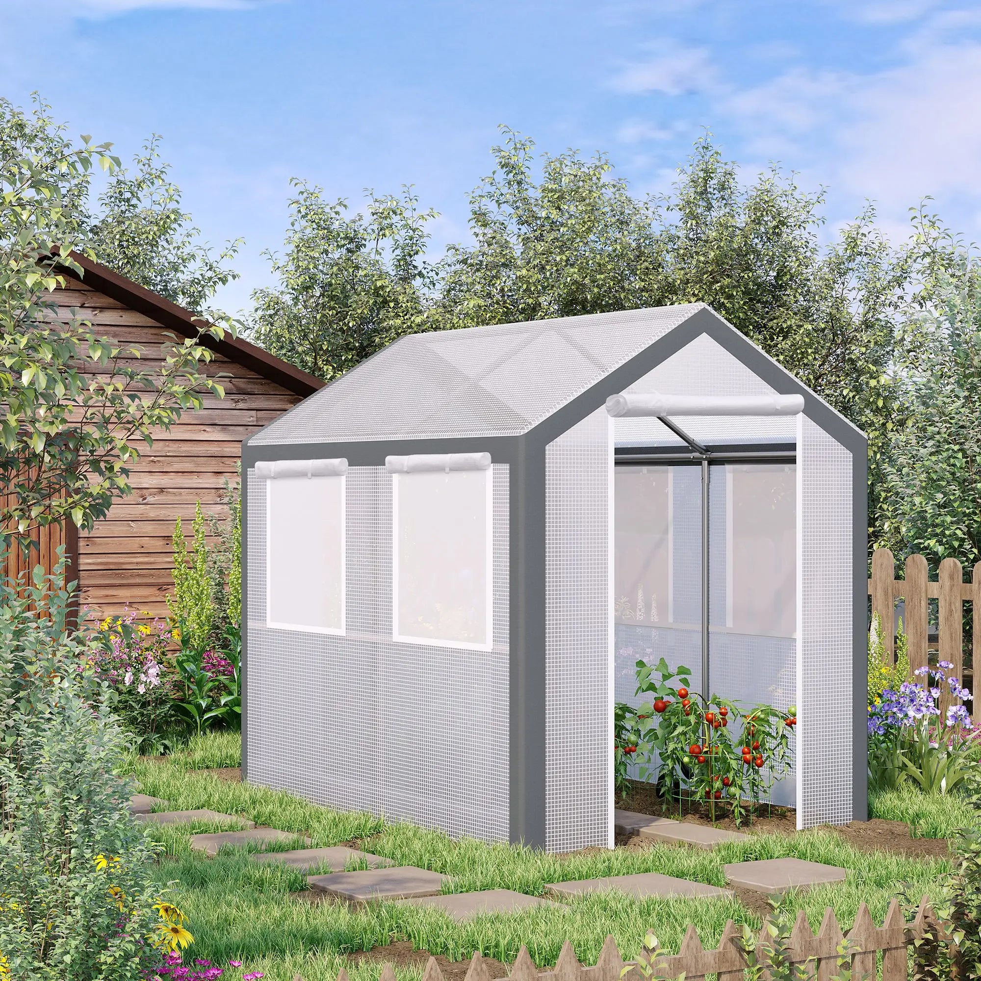 8' x 6' x 7.5' Walk-in Greenhouse, Outdoor Plant Growth Tent, White Walk In Greenhouses at Gallery Canada