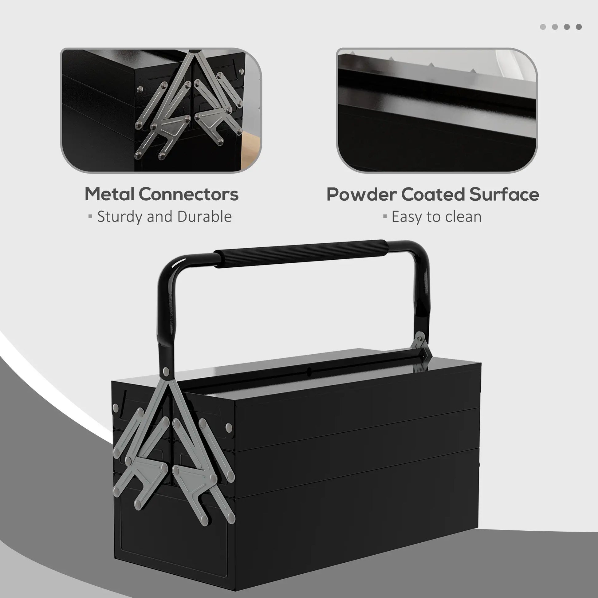 18 Inches Metal Tool Box, 5-Tray Cantilever Steel Chest, Black Tool Organizers at Gallery Canada