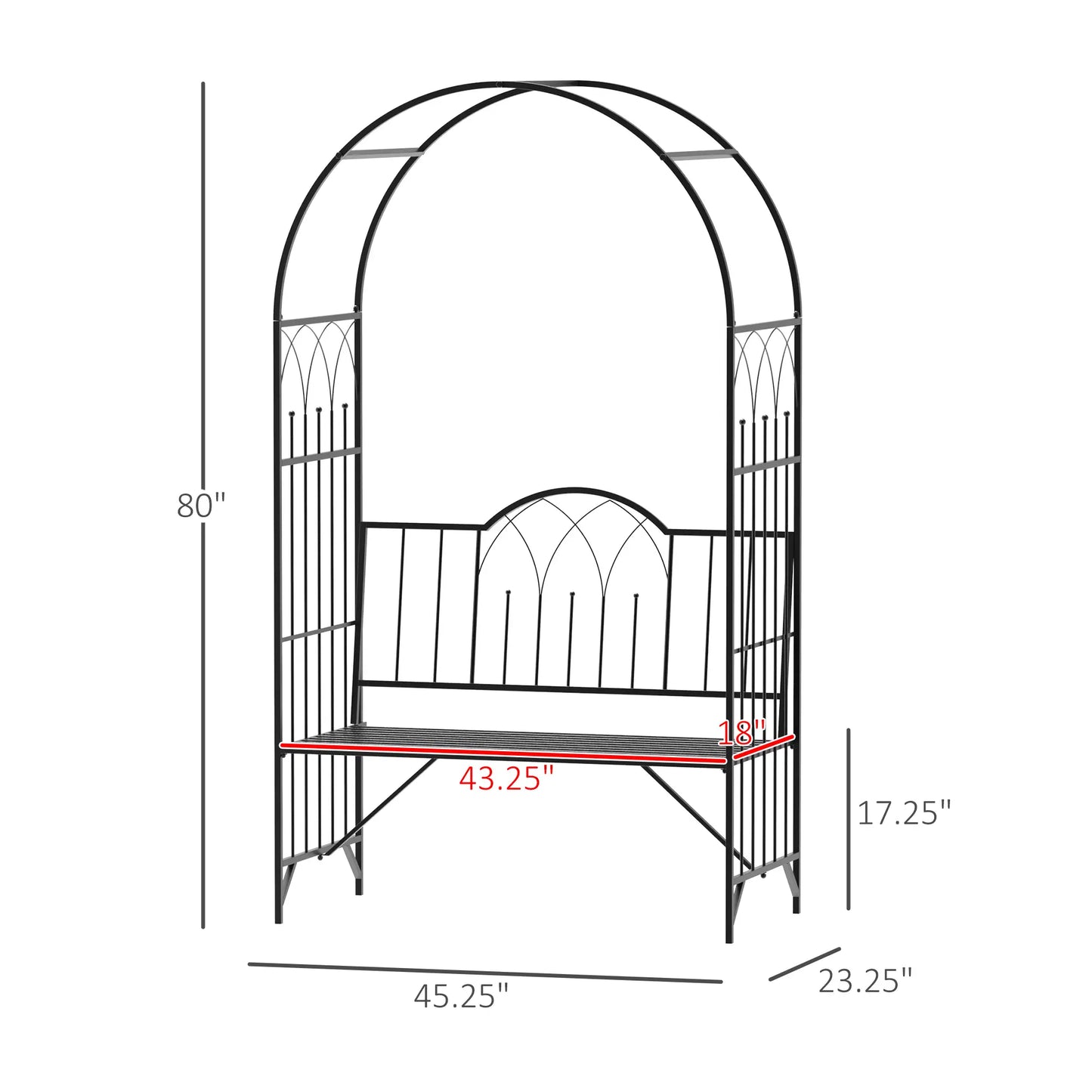 43" Garden Arbor Bench, Trellis for Climbing Plants, Black Outdoor Benches at Gallery Canada