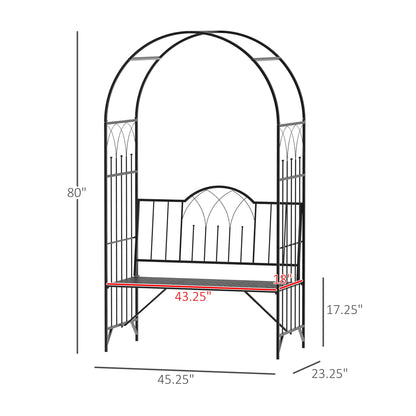 43" Garden Arbor Bench, Trellis for Climbing Plants, Black Outdoor Benches at Gallery Canada