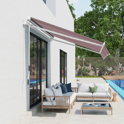 11' x 10' Retractable Awning Fabric, UV Protection, Red & White Awning Fabric Replacement at Gallery Canada
