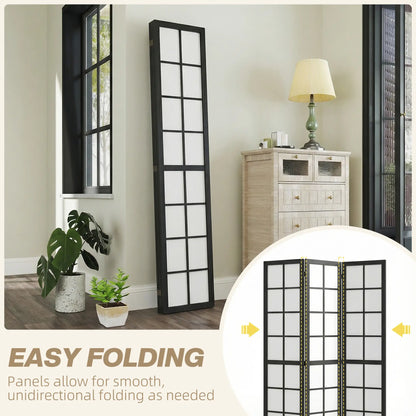 3 Panel Room Divider, 5.6 ft Folding Partition, Black Room Dividers at Gallery Canada