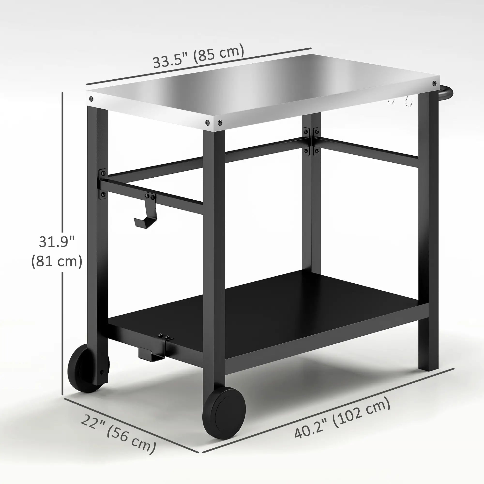 Outdoor Grill Cart, Stainless Steel Tabletop, 2-Shelf, Charcoal Grey Outdoor Grill Carts at Gallery Canada