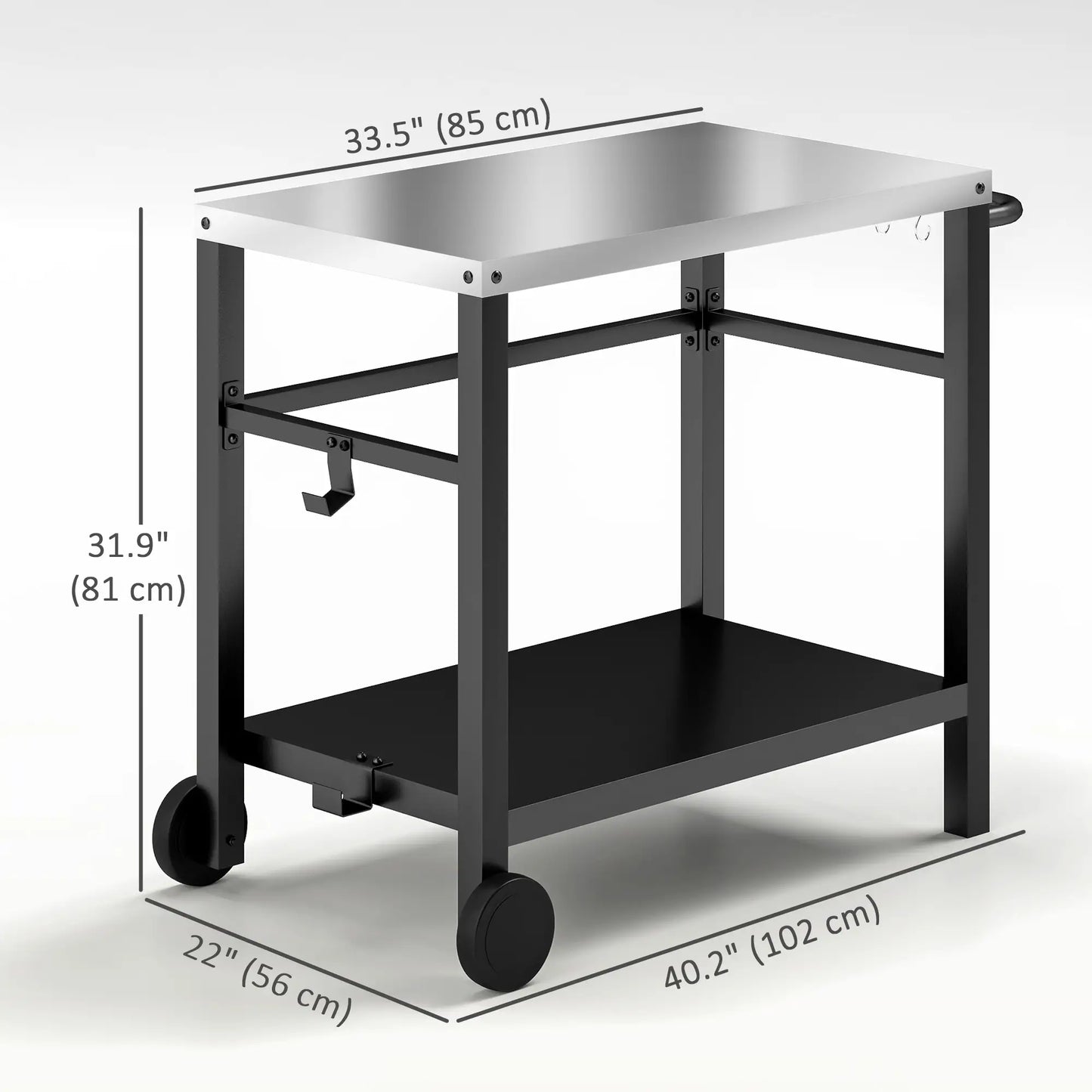 Outdoor Grill Cart, Stainless Steel Tabletop, 2-Shelf, Charcoal Grey Outdoor Grill Carts at Gallery Canada