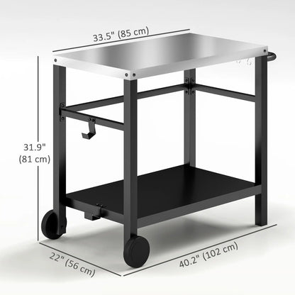 Outdoor Grill Cart, Stainless Steel Tabletop, 2-Shelf, Charcoal Grey Outdoor Grill Carts at Gallery Canada