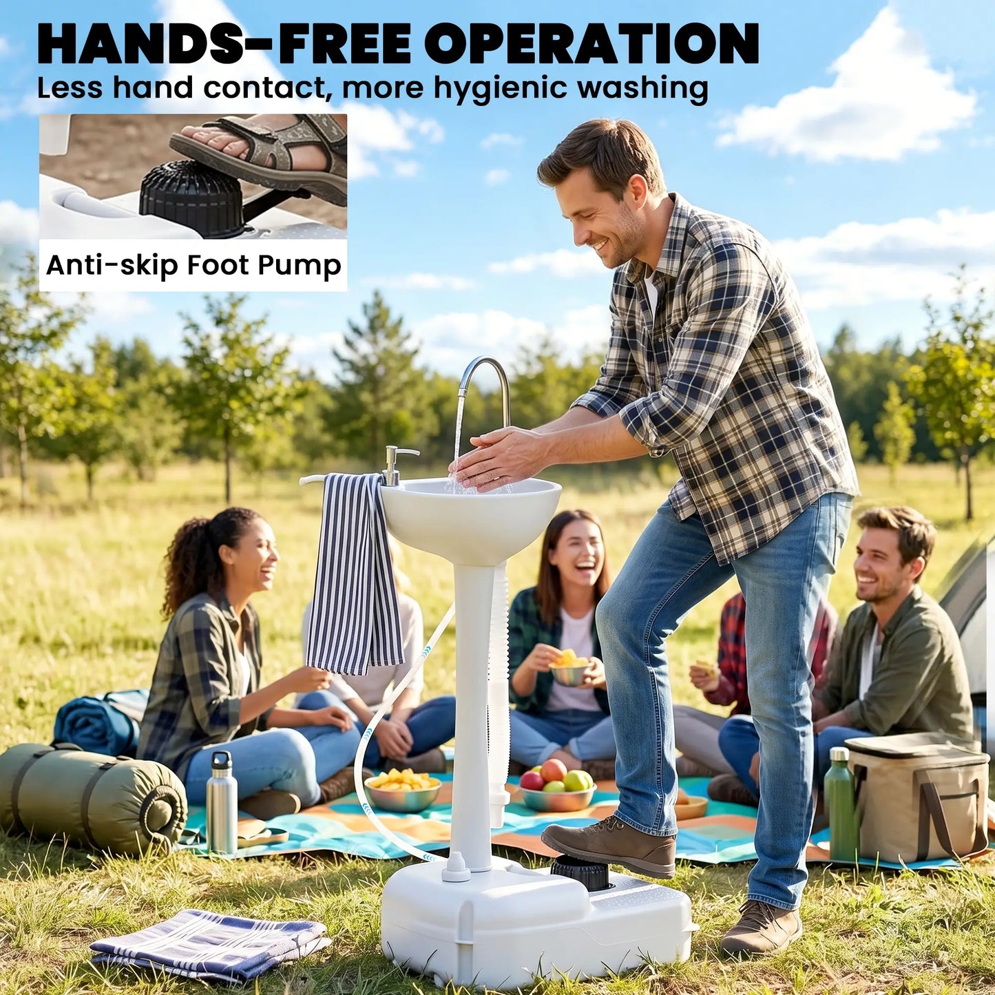 Portable Camping Sink, 17L Water Tank, Soap Dispenser, Towel Holder Camping Sinks at Gallery Canada
