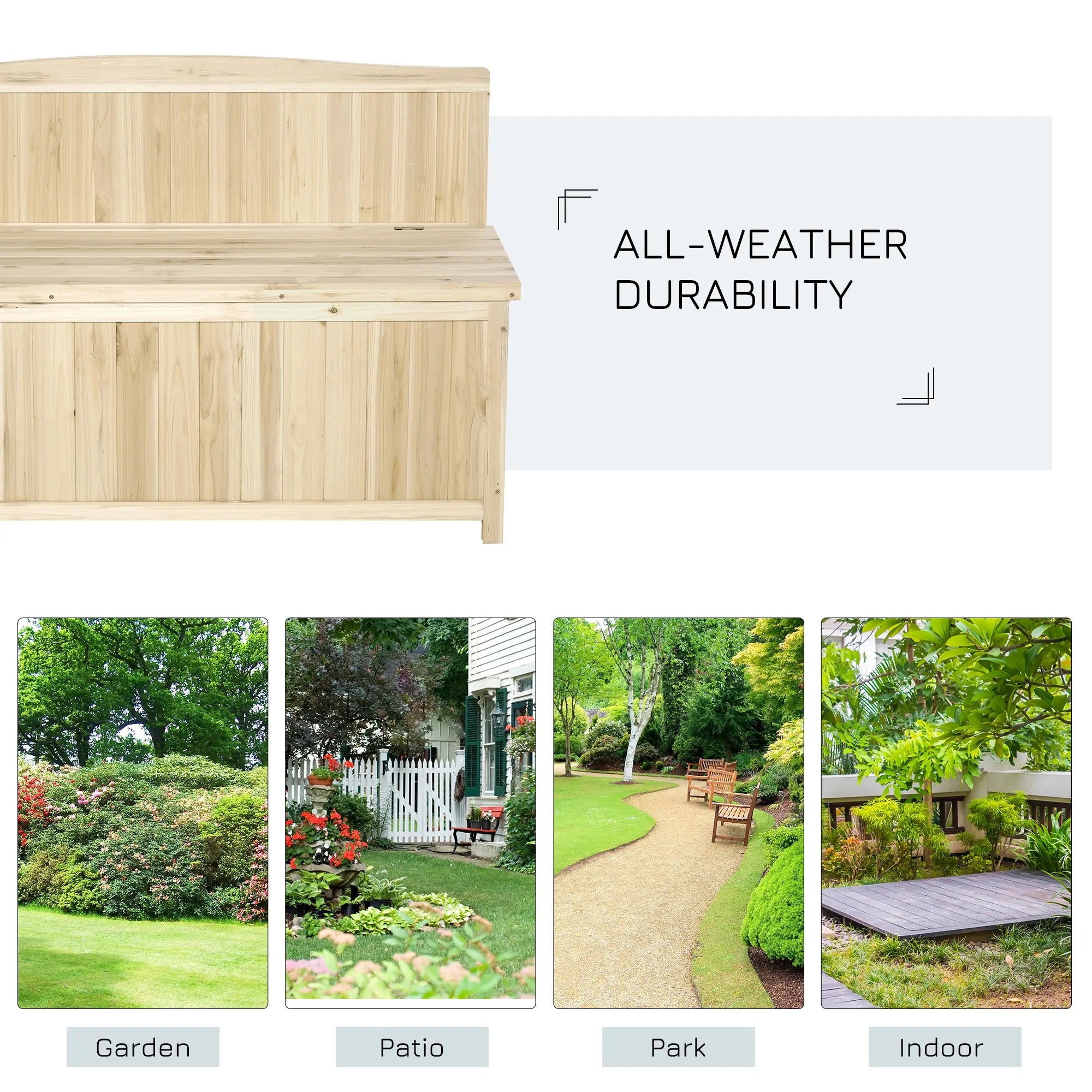 Wooden Garden Bench With Storage Box 45.3x17.7x29.5 Natural Patio Chairs at Gallery Canada
