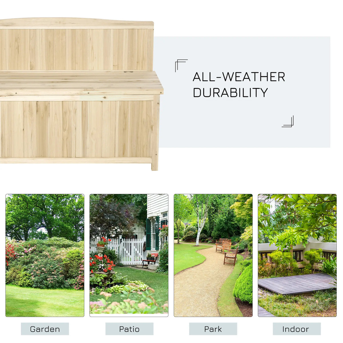 Wooden Garden Bench With Storage Box 45.3x17.7x29.5 Natural Patio Chairs at Gallery Canada