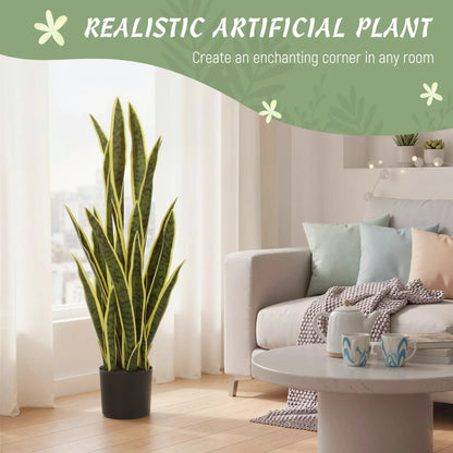 Artificial Tree, 35.4" Artificial Snake Plant with 21 Leaves in Pot for Home, Office, and Living Room, Green Artificial Trees at Gallery Canada