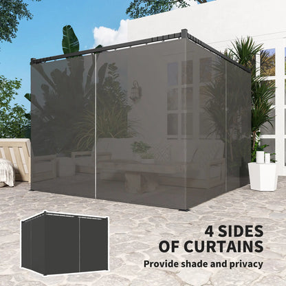 10' x 10' Retractable Pergola Canopy, Metal Outdoor Gazebo, Dark Grey Pergolas at Gallery Canada