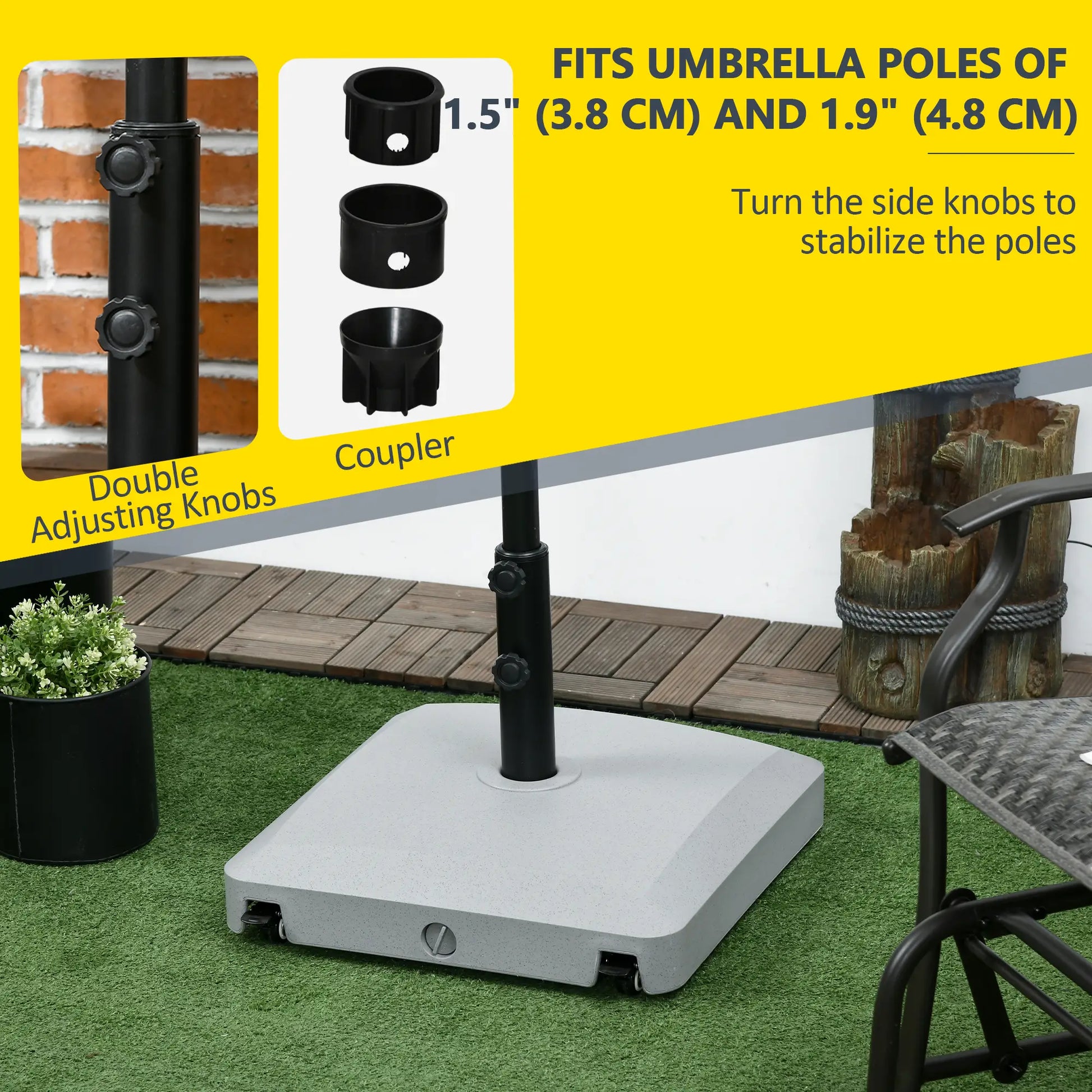 66 lb Heavy Duty Patio Umbrella Stand, Outdoor Garden Base, Light Grey Umbrella Bases at Gallery Canada