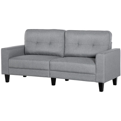 3-Seater Sofa, Mid-Century Linen Couch, Upholstered Seat, Gray 3-Seater Sofas at Gallery Canada
