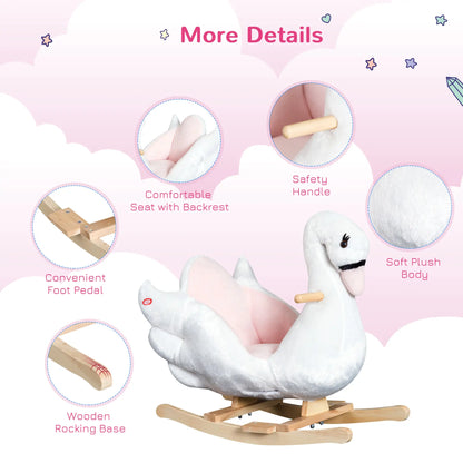 Soft Warm Kids Rocking Horse, Plush Ride On Toy, Swan Style, White Rocking Horses at Gallery Canada