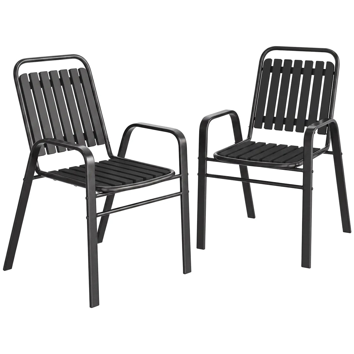 Stackable Outdoor Dining Chairs Set Of 2, Black Patio Chairs at Gallery Canada
