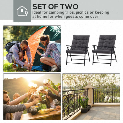 Outdoor Folding Chairs, Adjustable Backrest, Padded, Set of 2, Grey Patio Chairs at Gallery Canada