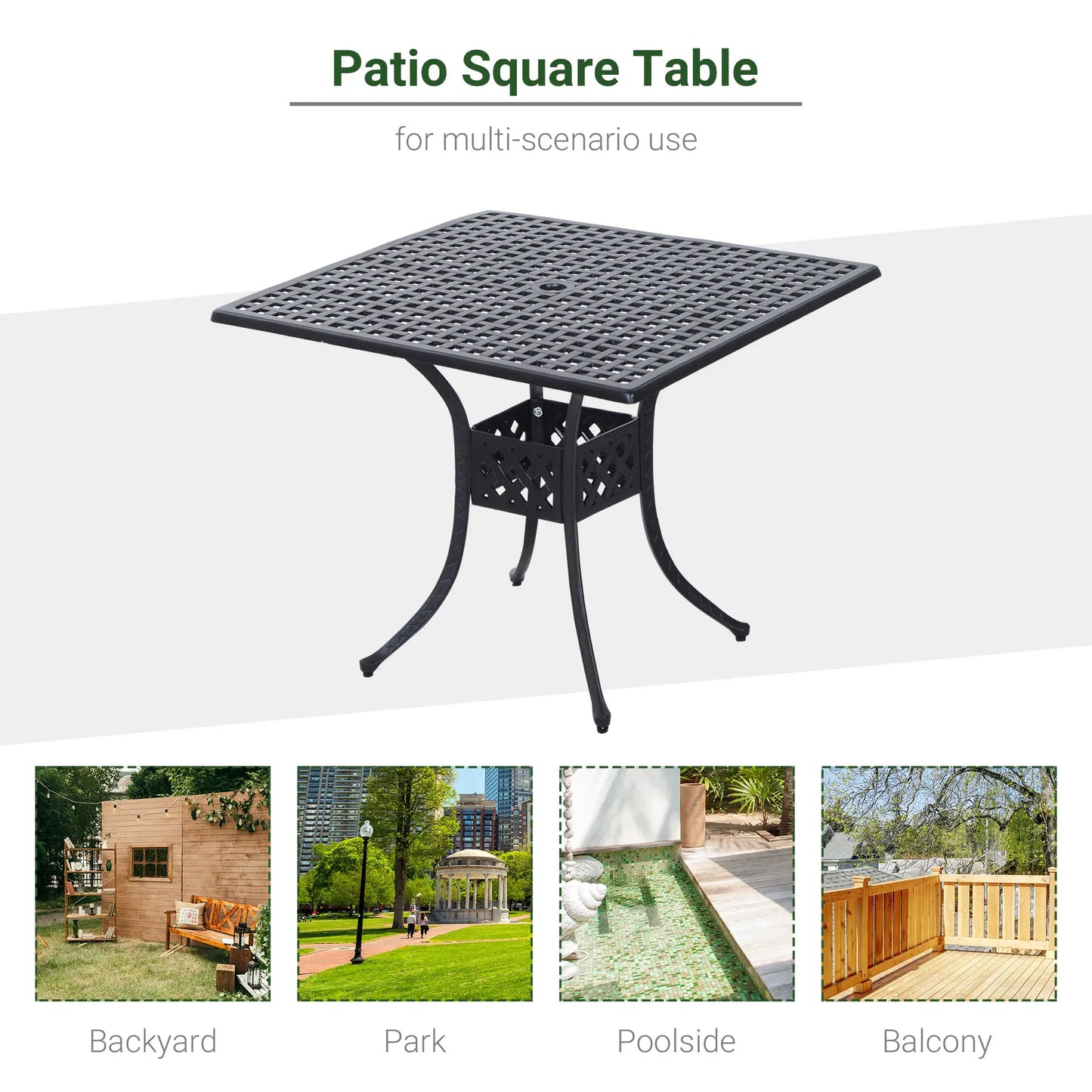 36" Patio Dining Table, Outdoor Bistro Table, Cast Aluminum Frame, Black Patio Side Tables at Gallery Canada