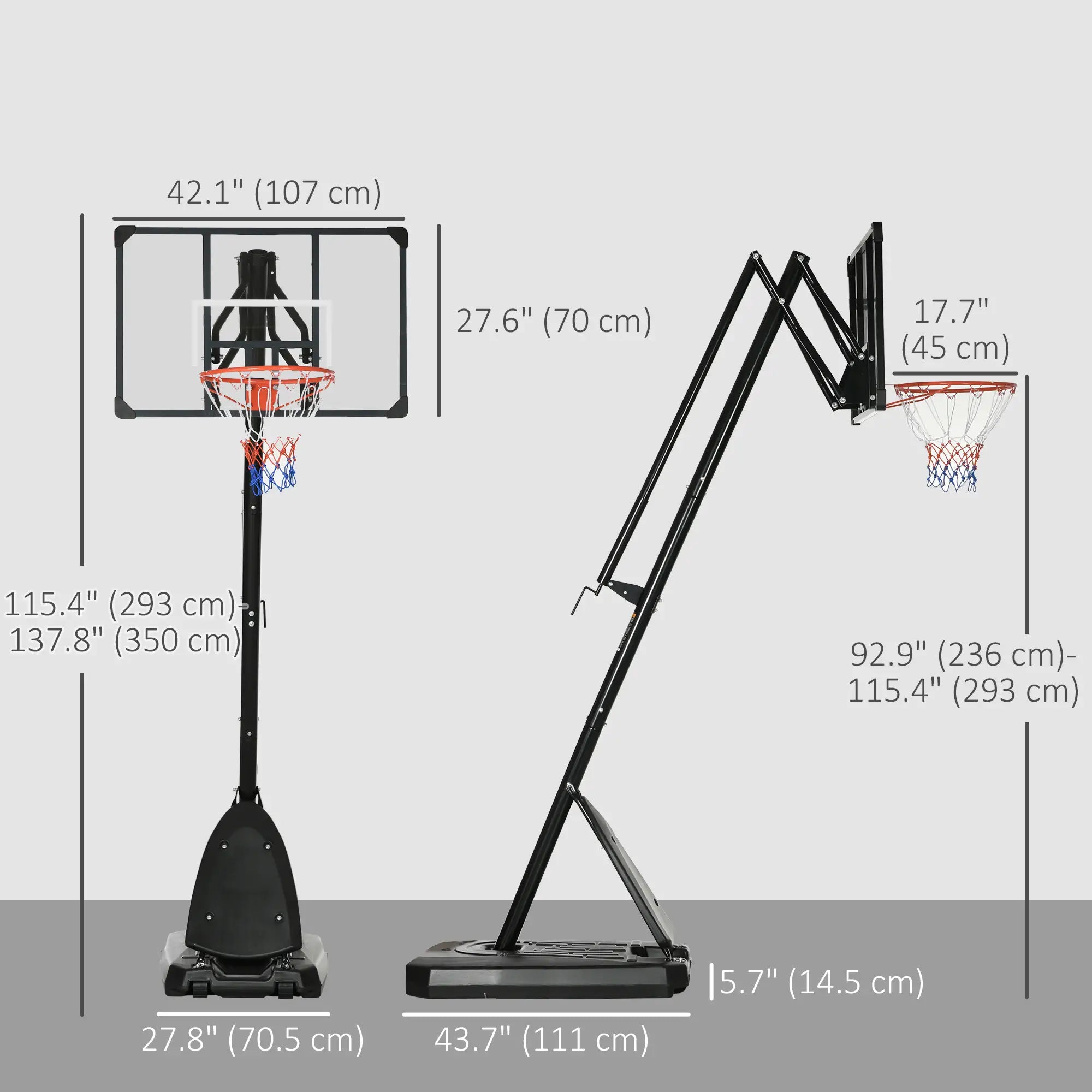 Portable Basketball Hoop and Stand, 115.4
