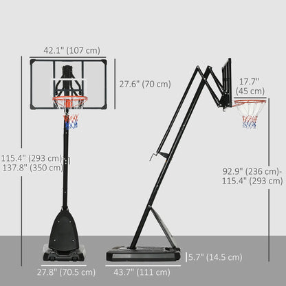 Portable Basketball Hoop and Stand, 115.4"-137.8" Height Adjustable Basketball at Gallery Canada