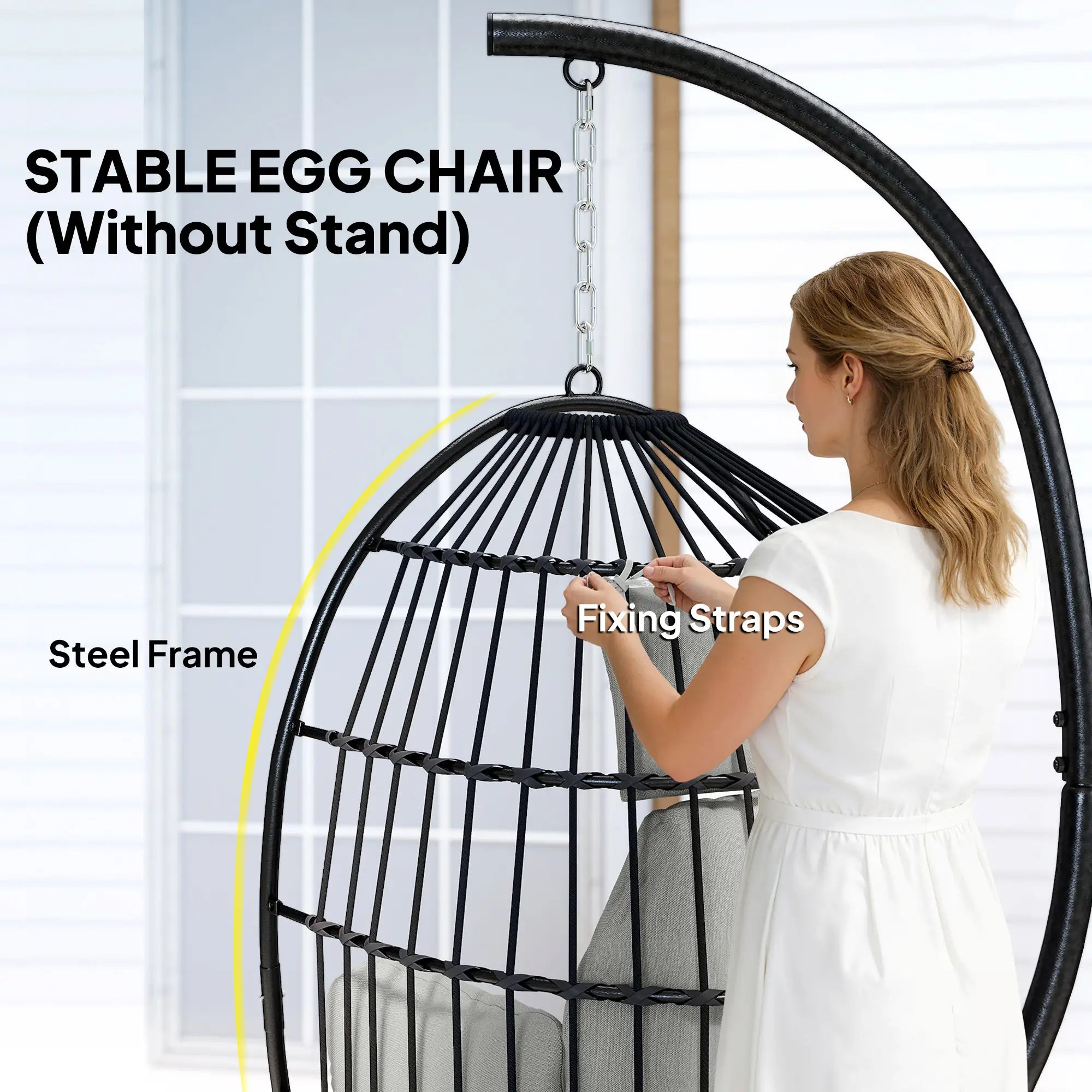 Foldable Hanging Egg Chair, With Head Pillow And Cup Holder, Dark Grey Hanging Porch Swings at Gallery Canada