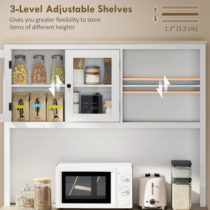 69" Pantry Cabinet With Charging Station, Microwave Stand, Tilt-Out Trash Can, White Kitchen Pantry Cabinets at Gallery Canada