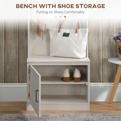 Rustic Hall Tree, Shoe Storage Bench, Coat Rack, Shelves, White Clothing Storage at Gallery Canada