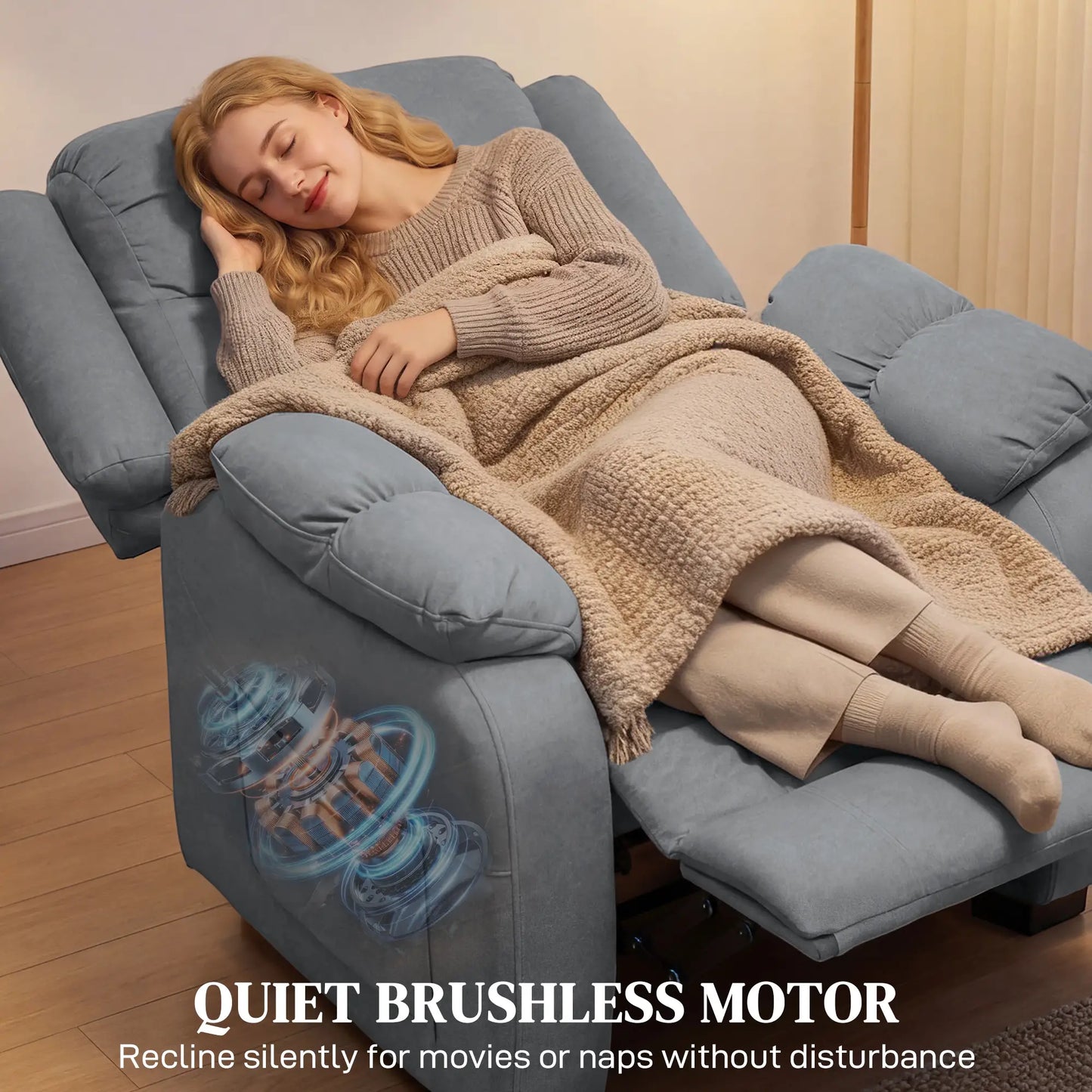 Massage Recliner Chair, Quiet Brushless Motor, Pet-Friendly Fabric, 2 Memory Positions, Grey Single Sofas at Gallery Canada