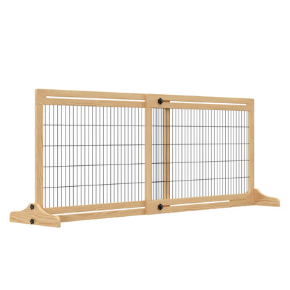 41"-72" Wooden Pet Gate, Freestanding with Support Feet, Natural Houses, Kennels & Pens at Gallery Canada