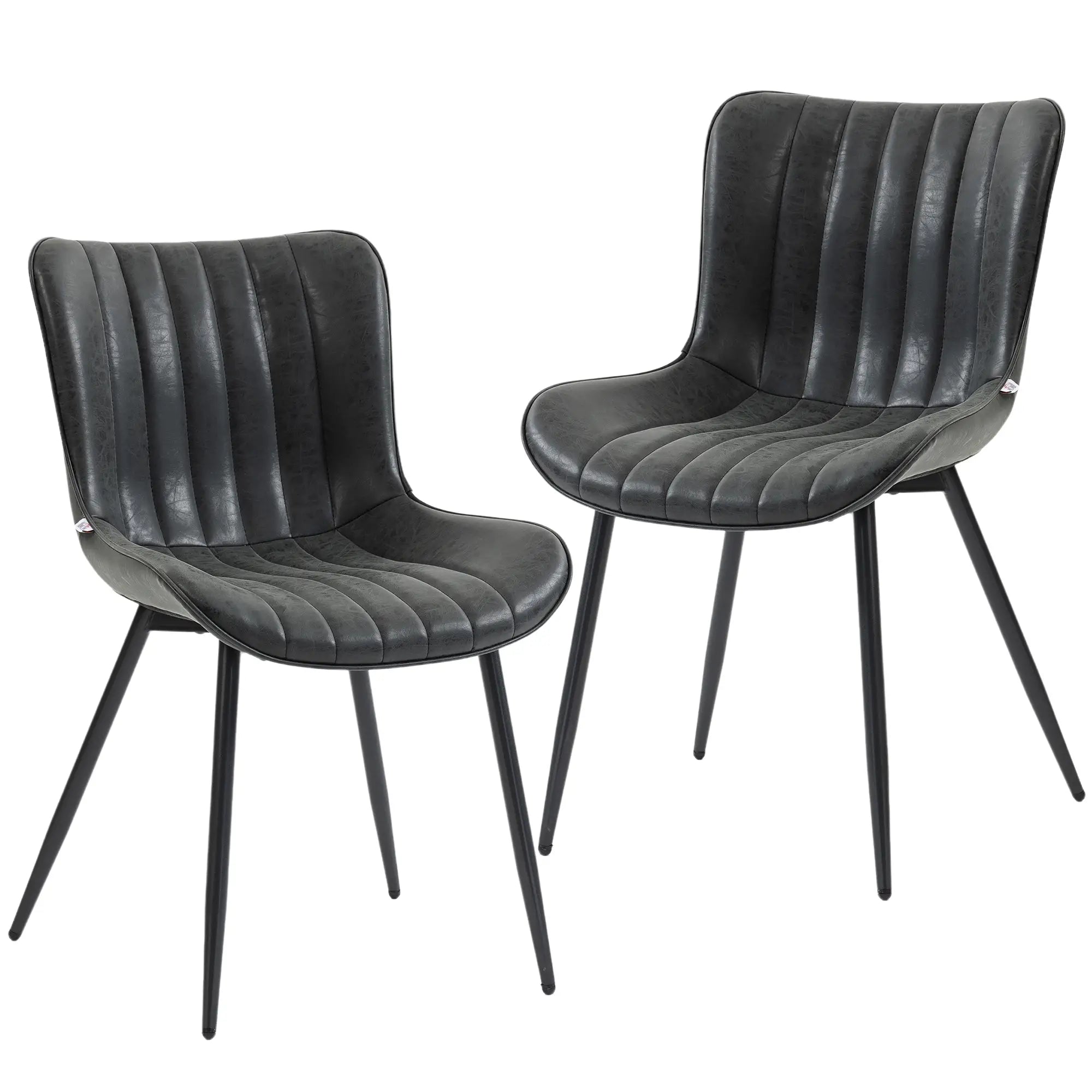 PU Leather Dining Chairs Set of 2, Steel Legs, Black Dining Chairs at Gallery Canada