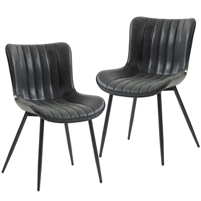 PU Leather Dining Chairs Set of 2, Steel Legs, Black Dining Chairs at Gallery Canada