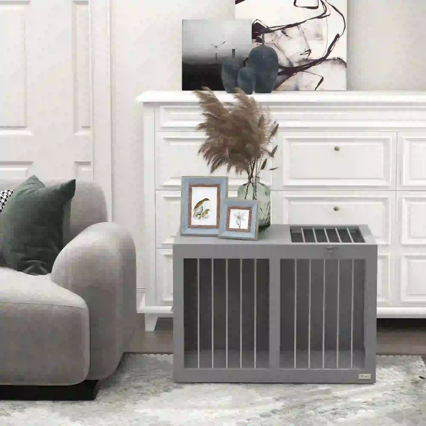 31.5" Dog Crate Furniture, Double Doors, Medium Dogs, Grey Houses, Kennels & Pens at Gallery Canada