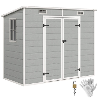 8' x 4' Resin Outdoor Storage Shed, Window, Lockable Doors, Light Grey Sheds at Gallery Canada