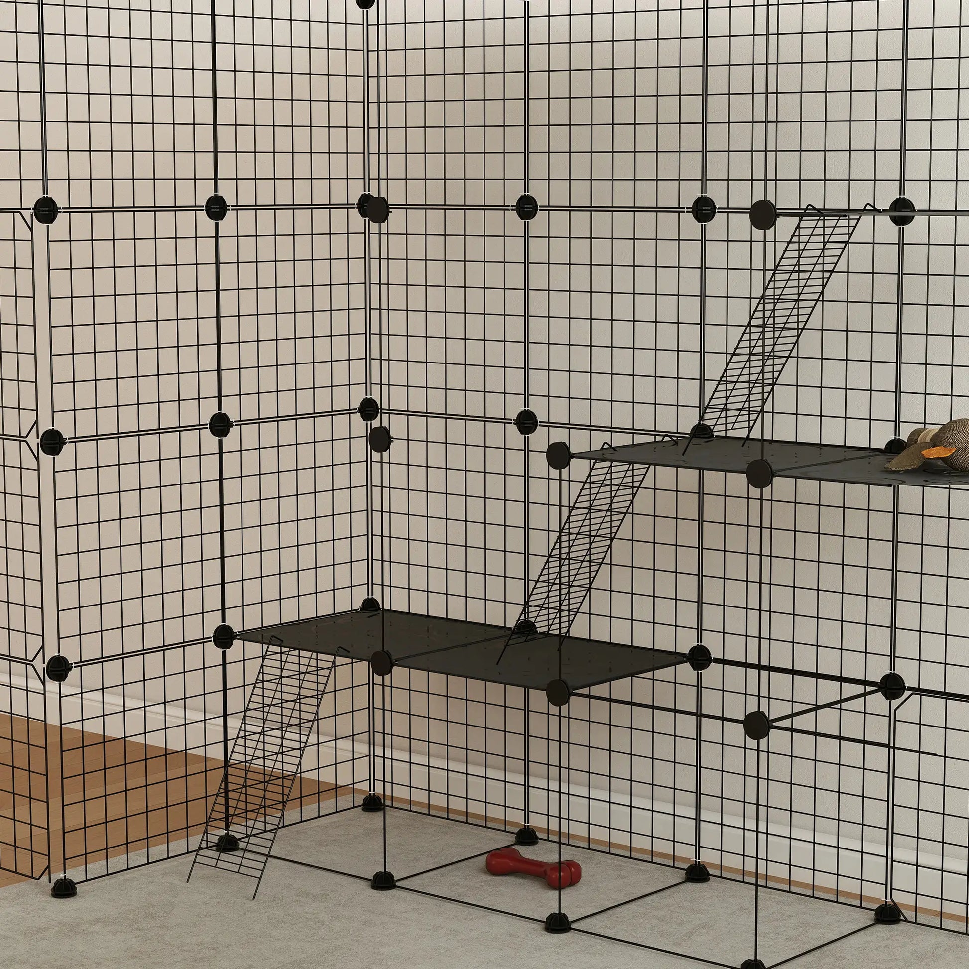 4-Tier 55" Cat Cage with Platforms, Ramps, Black Outdoor Cat Enclosures at Gallery Canada