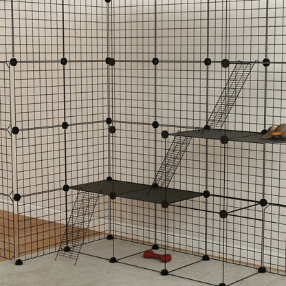 4-Tier 55" Cat Cage with Platforms, Ramps, Black Outdoor Cat Enclosures at Gallery Canada