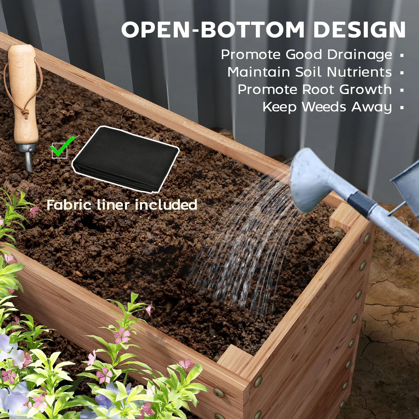 4-Tier Raised Garden Bed, Wooden Elevated Planter Box with Liner, Dark Brown Raised Garden Beds at Gallery Canada