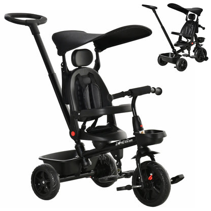 Toddler Tricycle, 4 In 1 Kids Trike, Adjustable Seat, Black Tricycles for Kids Black at Gallery Canada
