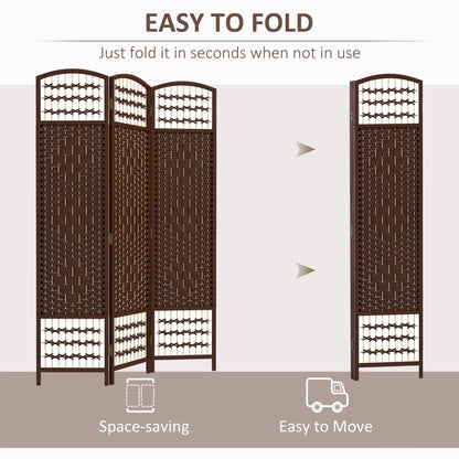 3 Panel Folding Room Divider, Portable Privacy Screen, Brown Room Dividers at Gallery Canada