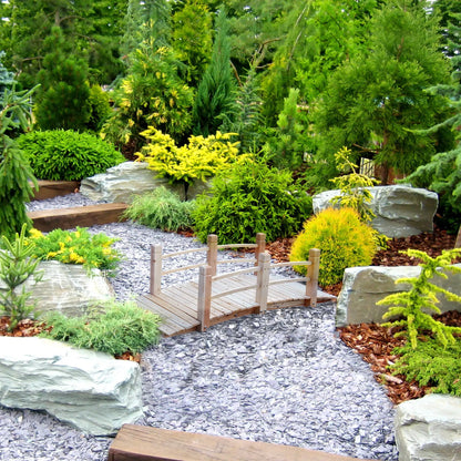 5FT Wood Garden Bridge, Outdoor Decorative Landscape, Natural Wood Garden Bridges at Gallery Canada