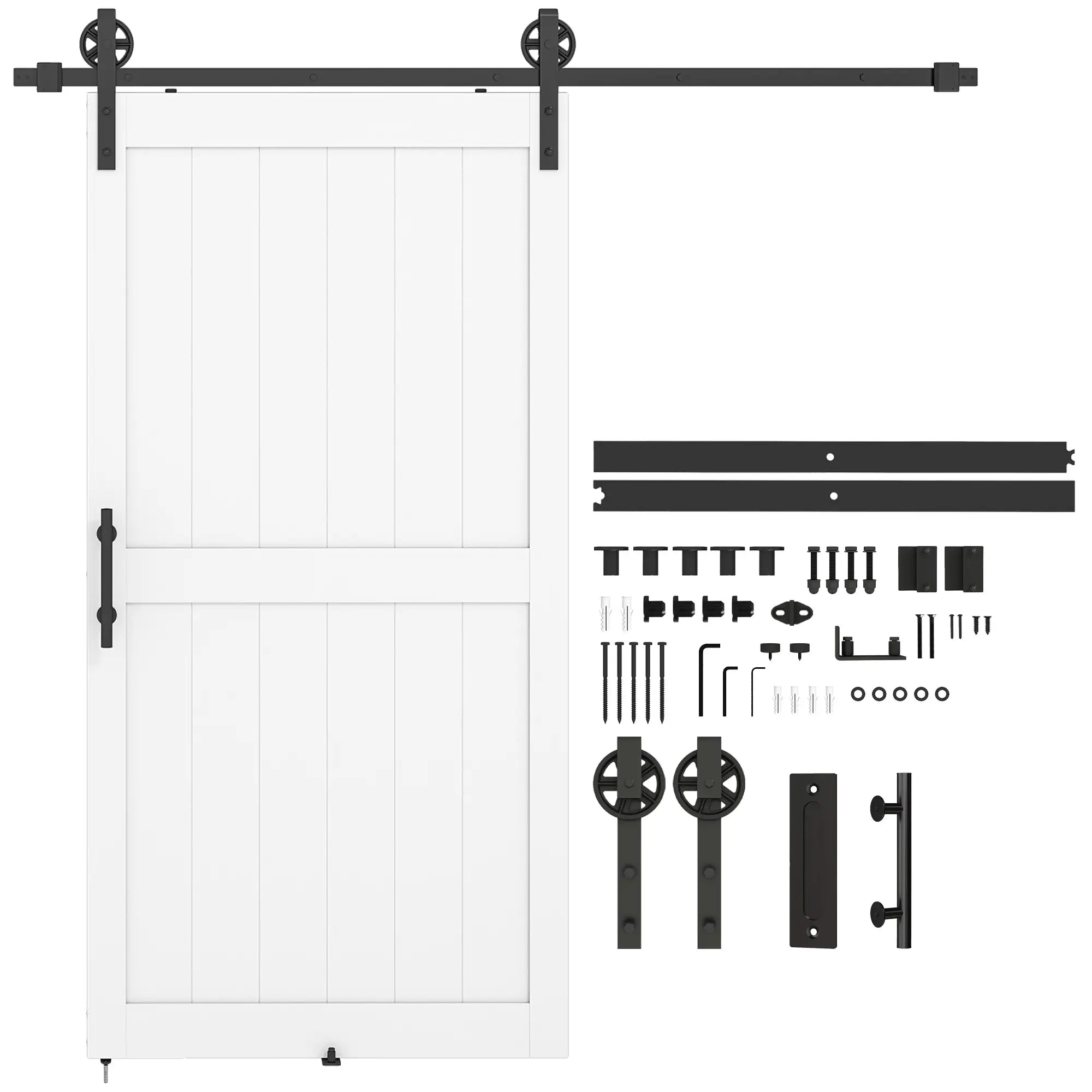 42inx84in Barn Door, 7FT Sliding Hardware Kit, White Door Hardware at Gallery Canada